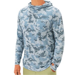 Free Fly Apparel Bamboo Lightweight Camo Print Hoody Men's in Water Camo